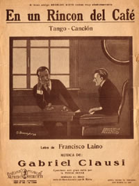 Partitura del tango 'En un Rincón del Café', letra de Francisco Laino y música de Gabriel Clausi