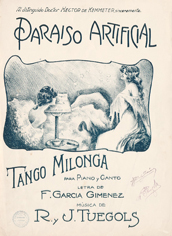 Partitura del tango 'Paraíso Artificial' (milonga) de Rafael Tuegols