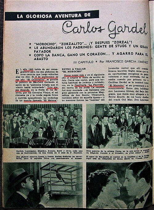 Carlos Gardel — Artículo de revista sobre la transformación de Carlos Gardel de 'El Melena' a 'El Morocho'
