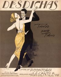 Partitura del tango 'Desdichas' con música de R. Pontussi y letra de Augusto Gentile