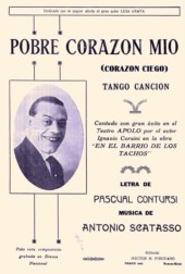Partitura de 'Pobre Corazón Mío' con retrato de Antonio Scatasso
