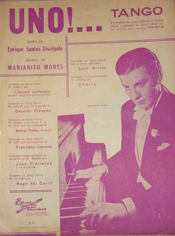 Enrique Santos Discépolo — Partitura del tango "Uno" de Mariano Mores y Enrique Santos Discépolo. Buenos Aires, 1943